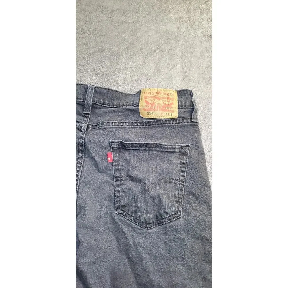 Levis 514 Black Jeans Mens Size 34x34 Slim Straight Fit Cotton Blend C24-12
